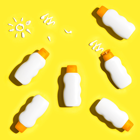 bottles of sunscreen and lotion
